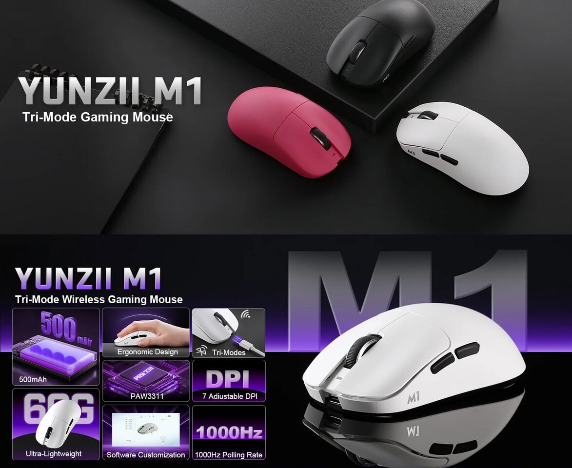 Souris gaming sans fil Yunzii M1 - Illustration 2
