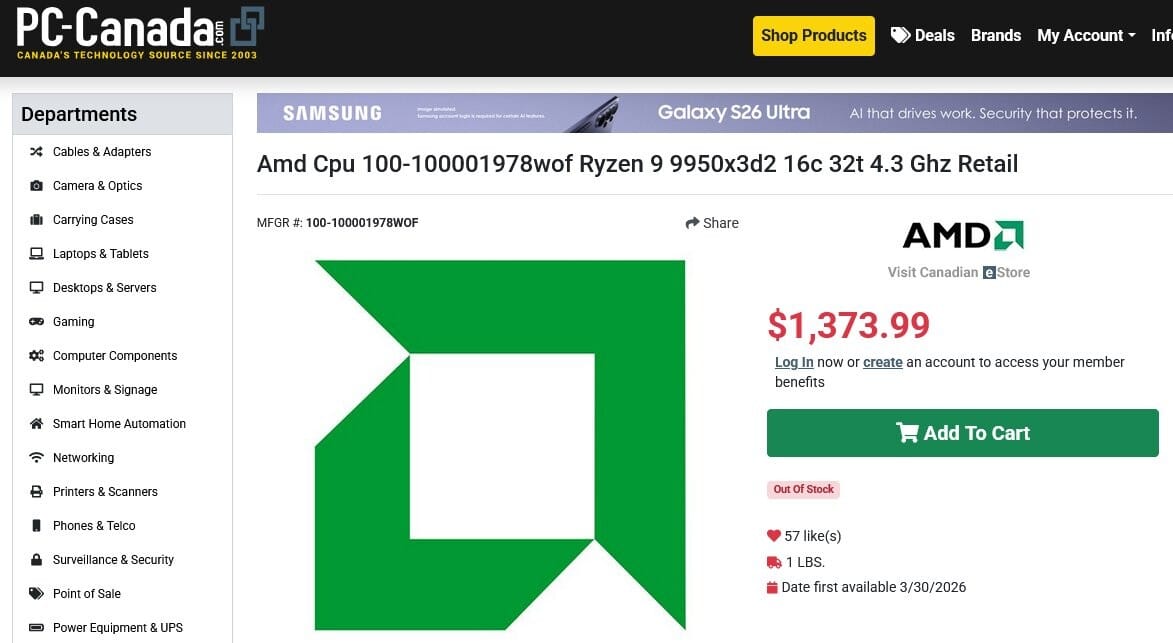 AMD Ryzen 9 9950X3D2 Prix