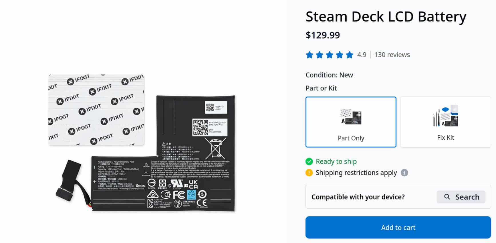 Les batteries Steam Deck LCD reviennent, mais 50$ plus chères