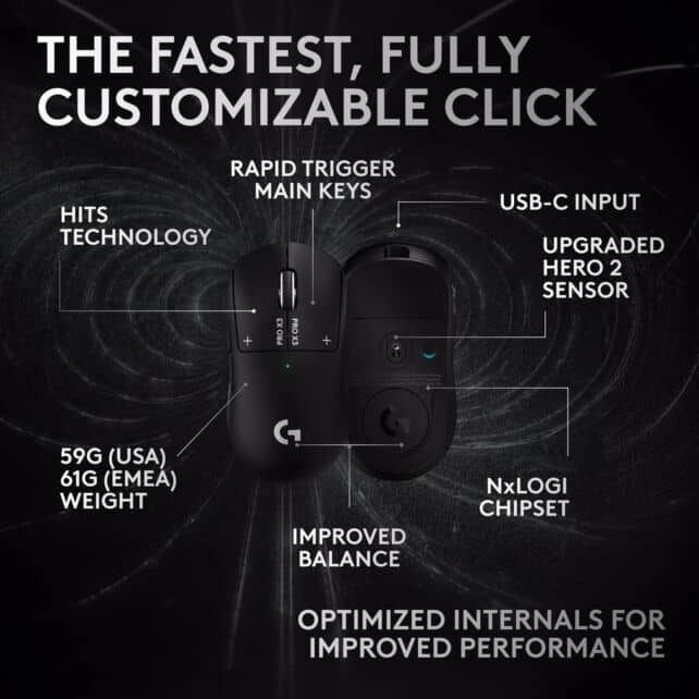 Logitech G Pro X3 Superstrike : batterie remplaçable et capteur Hero 2