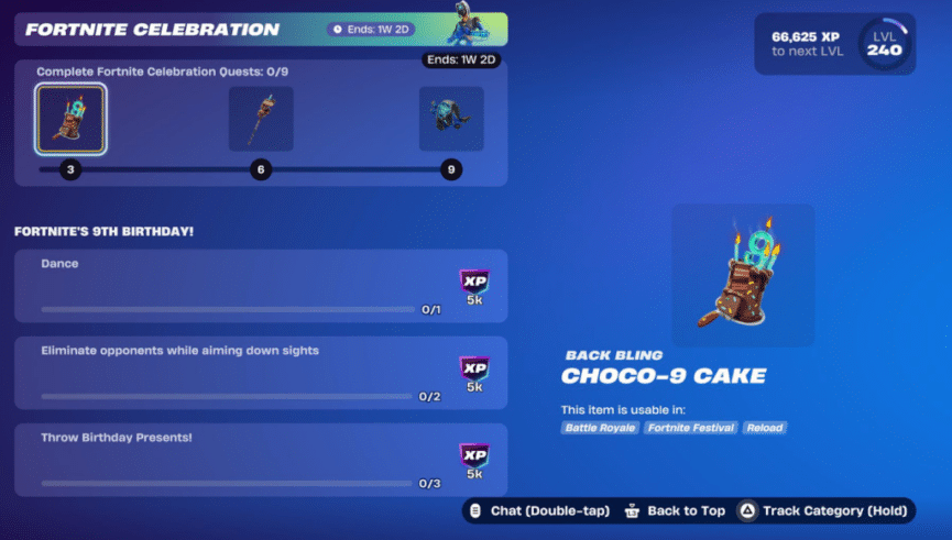 Fortnite fête ses 9 ans : toutes les récompenses gratuites de l'événement