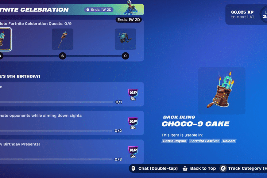 Fortnite fête ses 9 ans : toutes les récompenses gratuites de l'événement