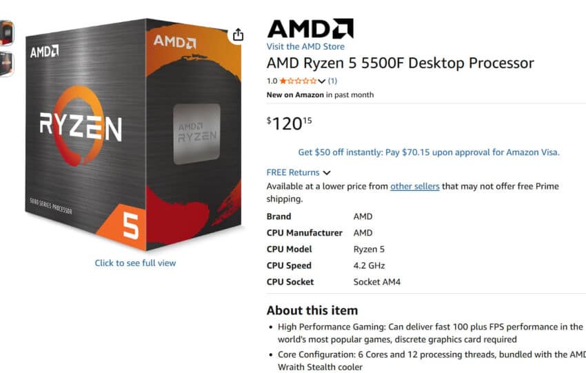 Ryzen 5 5500F et 7500 : disponibles sur Amazon mais 20 dollars trop chers